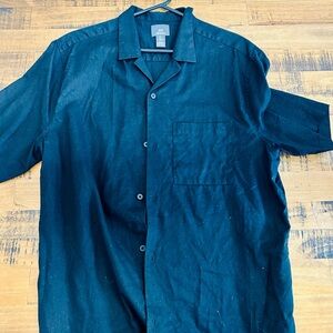 H&M Linen Black Short Sleeve Shirt